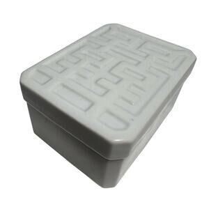 Vintage Minimalist Blanc de Chine Porcelain Trinket Box Jewelry Vanity Japan
